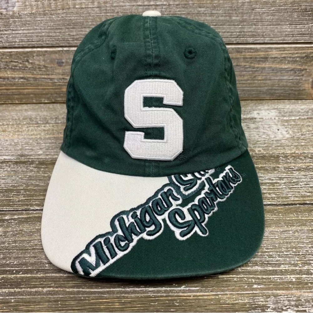 Michigan State Spartans‎ Vintage Spellout Adult Hat Green Adjustable Strapback